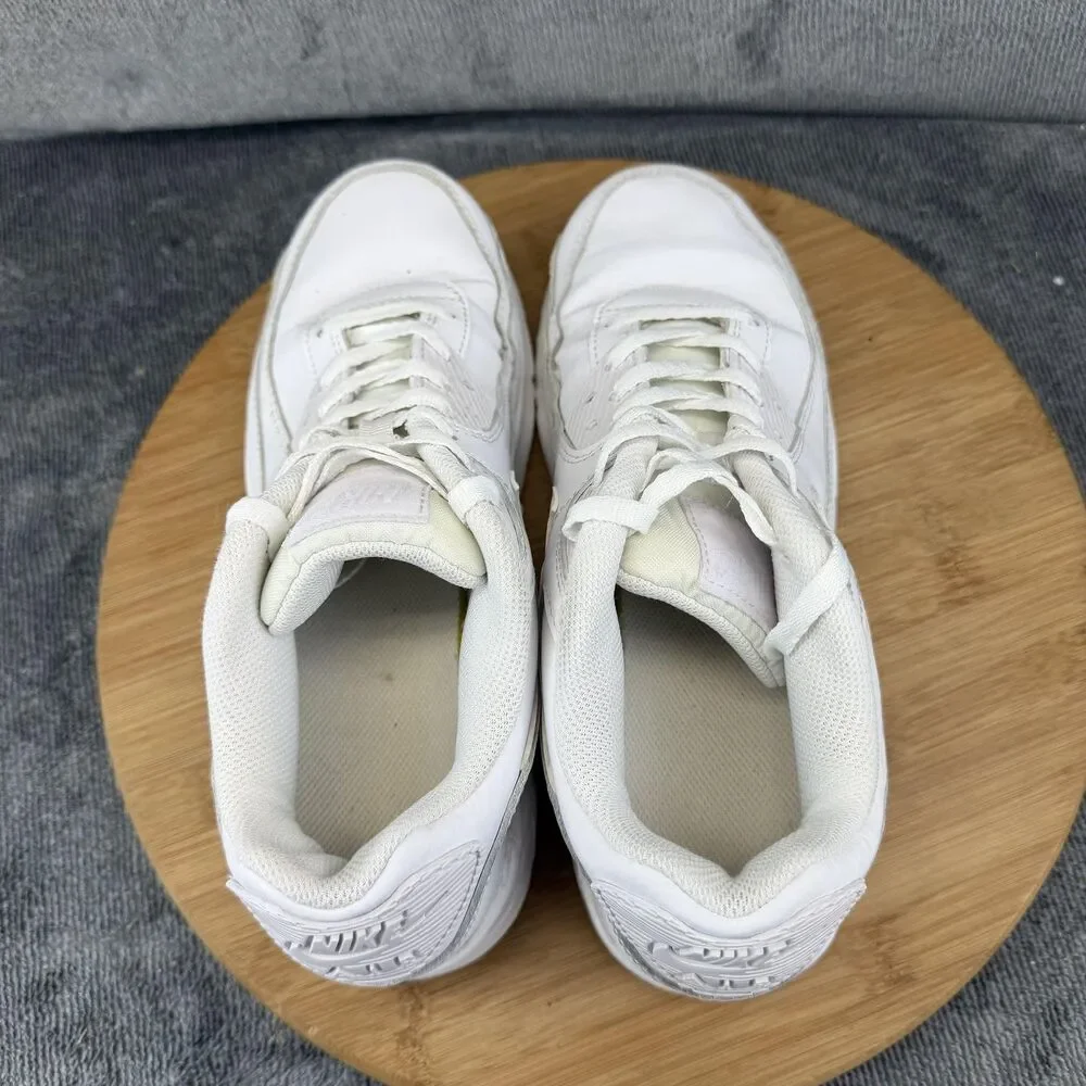 Nike Air Max 90 Shoes Boys Size 7 White Leather Athletic Sneakers CD6864-100